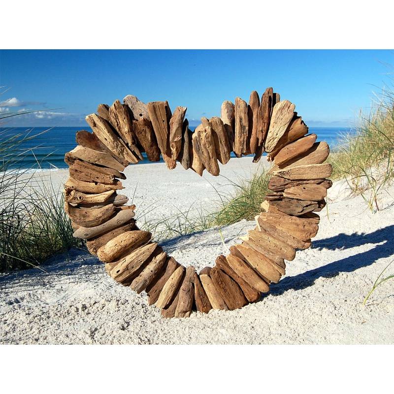 Seestern Sportswear SEESTERN Treibholz Deko mit Herz ( 40 cm ) Motiv Wanddeko Driftwood Holzdeko /1320 Super Sparpreis