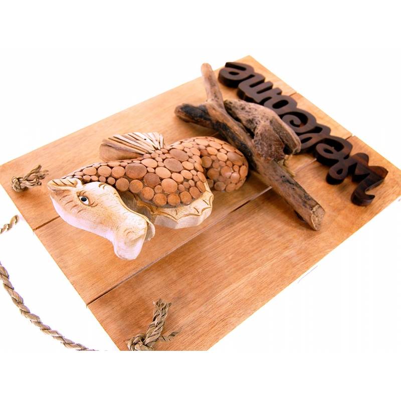 Seestern Sportswear Seestern Deko Teak Holz Haustür Tür Schild Welcome Seepferdchen Motiv 40 x 30cm /1615 Bis zu 50% Rabatt