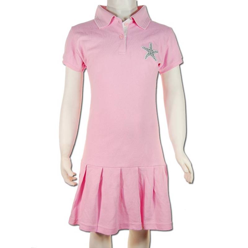 Seestern Sportswear SEESTERN Kinder Polokleid rosa mit süßem Faltenrock & Seestern Applikationen Gr.86-164 /1801 Blitzangebot