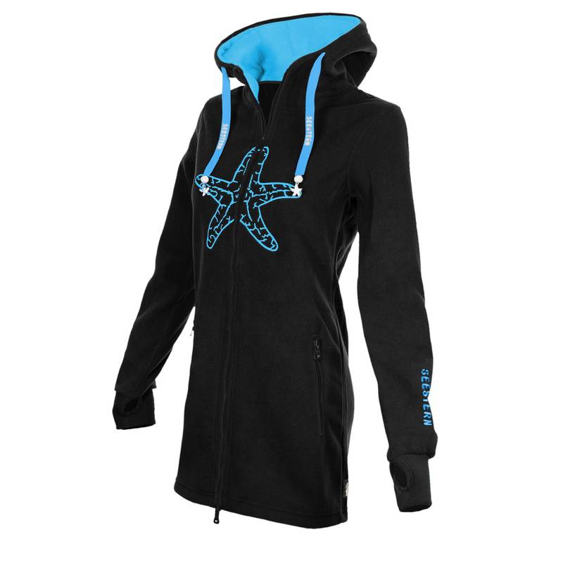 Seestern Sportswear SEESTERN Damen Kapuzen Fleecejacke 2WegeZipper Fleecemantel Fleece Sweatj.XS-4XL /1726.bk_lb Kostenlose Rückgabe
