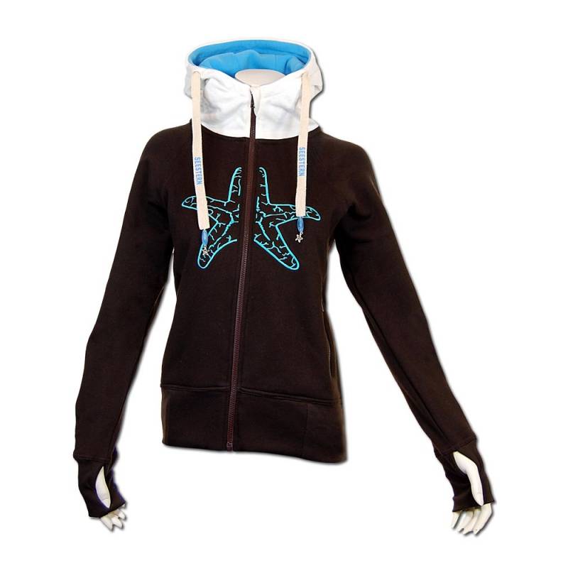 Seestern Sportswear SEESTERN Damen Kapuzen Sweat Shirt Jacke Pullover Zip Hoody Sweater Gr.XS-XXL /1422.bw_lb_ow Bis zu 55% Rabatt