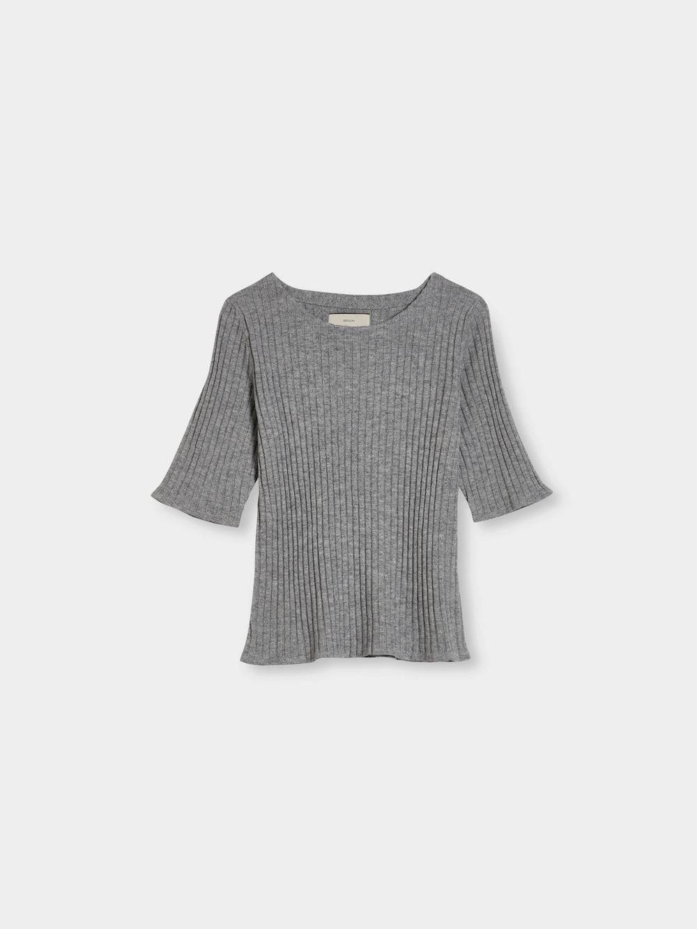 Spoon Golf Rib Short Sleeve Wool- Cashmere Sweater Clearance-Verkauf