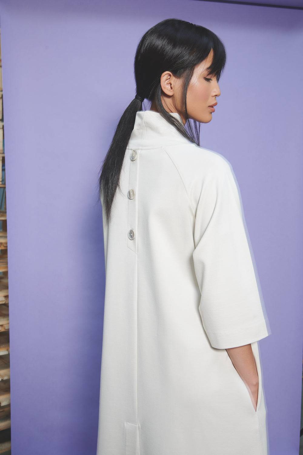Spoon Golf Jersey Dress with Decorative Back Buttons Heißer Verkauf