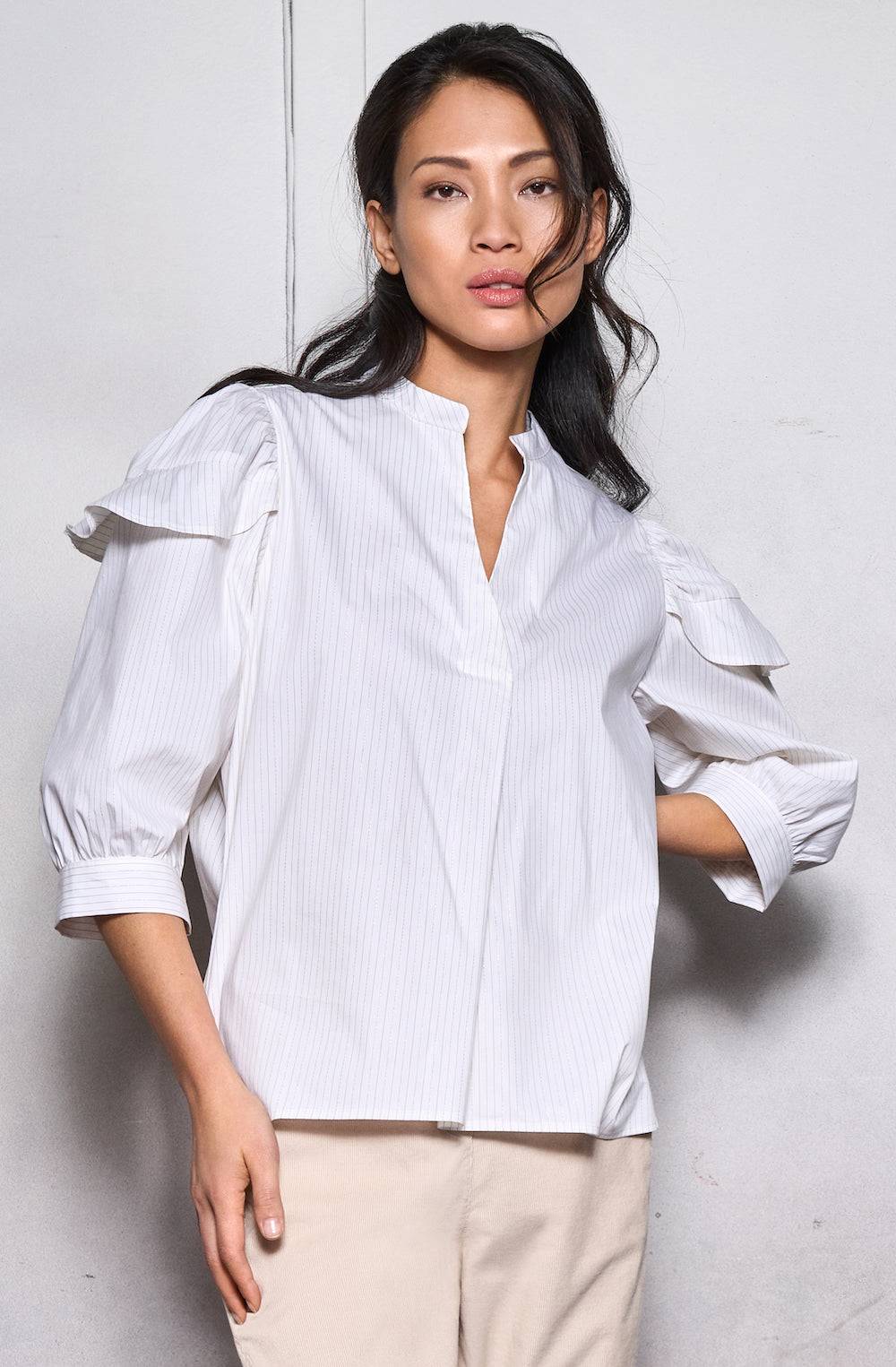 Spoon Golf Stripes Blouse with Volants Online Outlet