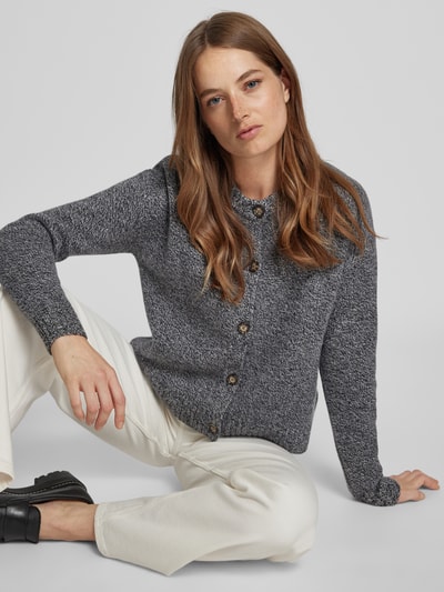Peek & Cloppenburg Christian Berg WomanStrickjacke aus Wolle mit Rundhalsausschnitt in anthrazit melange Cyber Monday