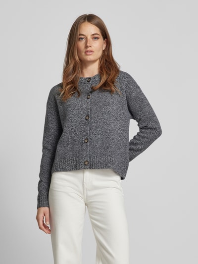 Peek & Cloppenburg Christian Berg WomanStrickjacke aus Wolle mit Rundhalsausschnitt in anthrazit melange Cyber Monday