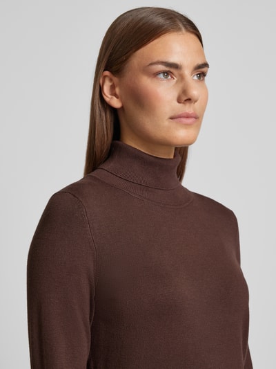 Peek & Cloppenburg Christian Berg WomanStrickpullover mit gerippten Abschlüssen in dunkelbraun Saisonale Angebote