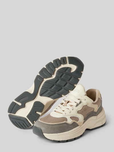 Peek & Cloppenburg GantLedersneaker mit Label-Details Modell 'Neuwill' in taupe Neueste Stile