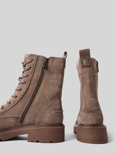 Peek & Cloppenburg TamarisSchnürboots aus Leder mit Ziernähten in mittelbraun Vierteljährliche Förderung