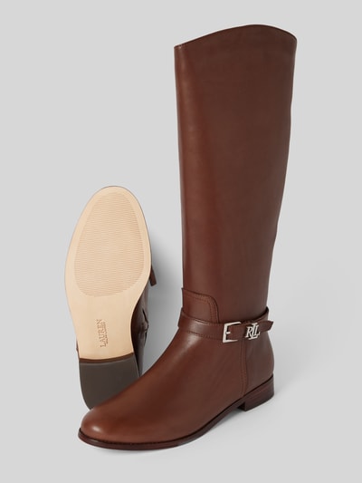 Peek & Cloppenburg Lauren Ralph LaurenLederstiefel mit Label-Applikation Modell 'BROOKE' in dunkelbraun Kostenloser Versand international