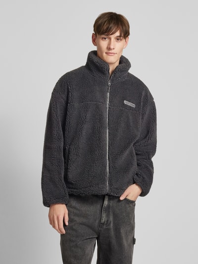 Peek & Cloppenburg REVIEWFleecejacke mit Label-Detail in black Großer Ausverkauf