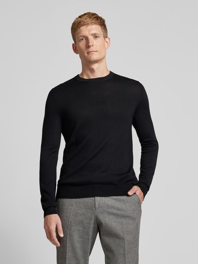 Peek & Cloppenburg Christian Berg MenStrickpullover mit Rundhalsausschnitt in black Osterangebot