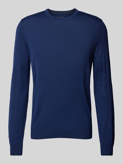 Peek & Cloppenburg Christian Berg MenStrickpullover mit Rundhalsausschnitt in dunkelblau melange Vatertagsangebot