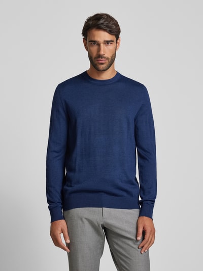 Peek & Cloppenburg Christian Berg MenStrickpullover mit Rundhalsausschnitt in dunkelblau melange Vatertagsangebot