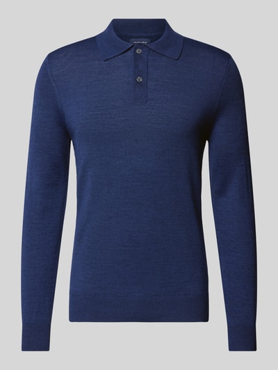 Peek & Cloppenburg Christian Berg MenSlim Fit Strickpullover mit Polokragen in dunkelblau melange Jubiläumsangebot