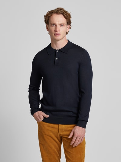 Peek & Cloppenburg Christian Berg MenSlim Fit Strickpullover mit Polokragen in marine Neueste Mode