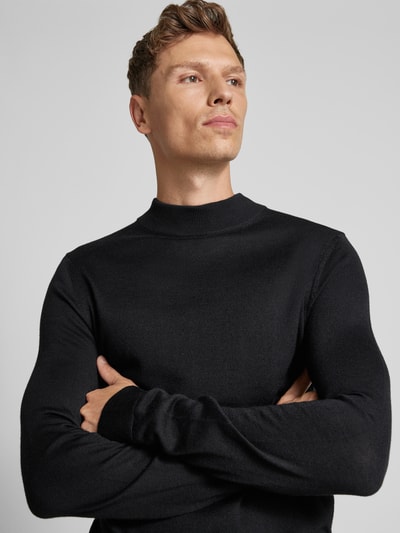 Peek & Cloppenburg Christian Berg MenStrickpullover mit Turtleneck in black Tiefpreis