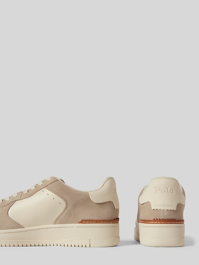 Peek & Cloppenburg Polo Ralph LaurenLedersneaker mit Logo-Stitching Modell 'MASTERS' in beige Begrenztes Angebot