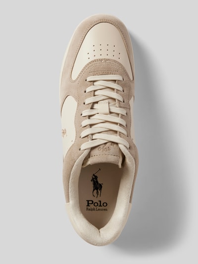 Peek & Cloppenburg Polo Ralph LaurenLedersneaker mit Logo-Stitching Modell 'MASTERS' in beige Begrenztes Angebot