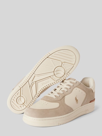 Peek & Cloppenburg Polo Ralph LaurenLedersneaker mit Logo-Stitching Modell 'MASTERS' in beige Begrenztes Angebot