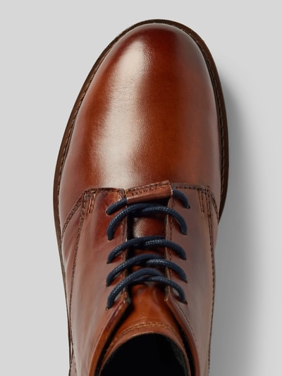 Peek & Cloppenburg bugattiDerby-Schuhe aus Leder mit Label-Print Modell 'Lobo' in cognac Online Outlet