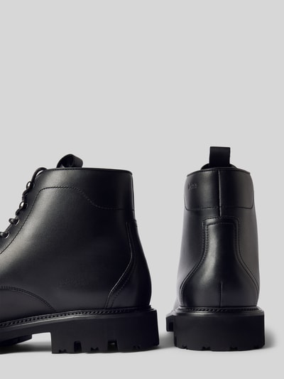 Peek & Cloppenburg BOSSSchnürboots aus Leder mit Zugschlaufe Modell 'Juylo' in black Super Sparpreis