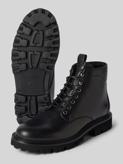 Peek & Cloppenburg BOSSSchnürboots aus Leder mit Zugschlaufe Modell 'Juylo' in black Super Sparpreis