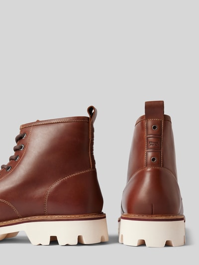 Peek & Cloppenburg Blauer USASchnürboots aus Leder mit Label-Detail Modell 'RUSK03' in cognac Letzte 2 Tage