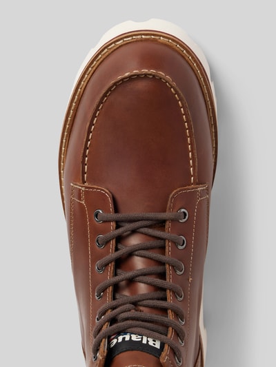 Peek & Cloppenburg Blauer USASchnürboots aus Leder mit Label-Detail Modell 'RUSK03' in cognac Letzte 2 Tage