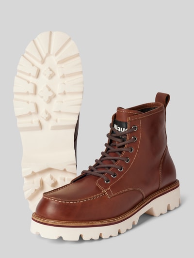 Peek & Cloppenburg Blauer USASchnürboots aus Leder mit Label-Detail Modell 'RUSK03' in cognac Letzte 2 Tage