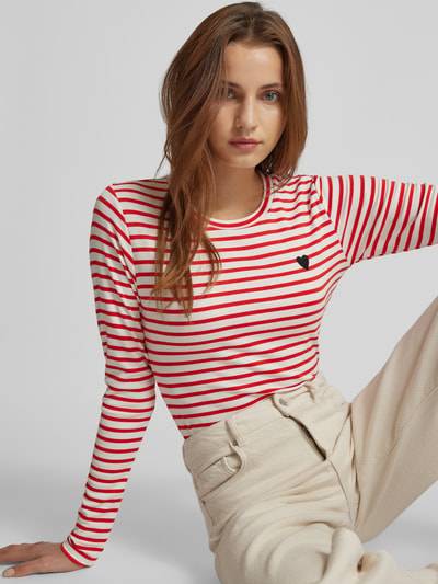 Peek & Cloppenburg KaffeLongsleeve mit Label-Stitching in rot Rabatte dieses Monats
