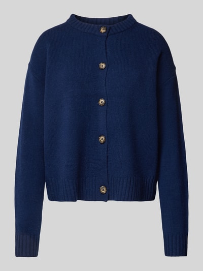 Peek & Cloppenburg Christian Berg WomanStrickjacke aus Wolle mit Rundhalsausschnitt in dunkelblau Zeitlich begrenztes Angebot