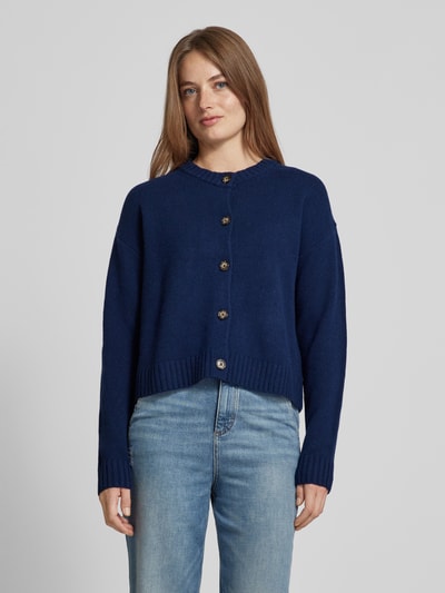Peek & Cloppenburg Christian Berg WomanStrickjacke aus Wolle mit Rundhalsausschnitt in dunkelblau Zeitlich begrenztes Angebot