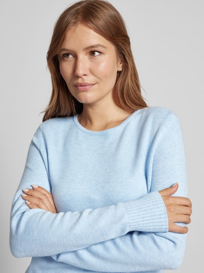 Peek & Cloppenburg Christian Berg WomanStrickpullover mit gerippten Abschlüssen in hellblau melange Kauf eins, bekomm eins gratis