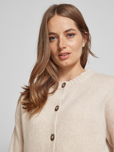 Peek & Cloppenburg Christian Berg WomanStrickjacke aus Wolle mit Rundhalsausschnitt in beige melange Wochenangebot