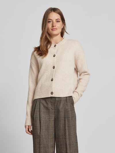 Peek & Cloppenburg Christian Berg WomanStrickjacke aus Wolle mit Rundhalsausschnitt in beige melange Wochenangebot