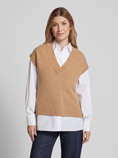 Peek & Cloppenburg Christian Berg WomanPullunder aus Lanawolle mit V-Ausschnitt in camel Letzte 2 Tage