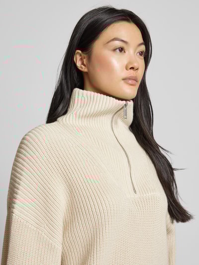 Peek & Cloppenburg Jake*s CasualStrickpullover mit Troyer-Kragen in ecru Bis zu 55% Rabatt