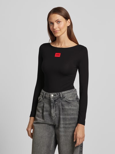 Peek & Cloppenburg HUGOLongsleeve mit Label-Detail in black Discount Store für neue Produkte