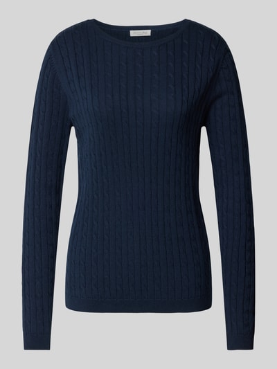Peek & Cloppenburg Christian Berg WomanStrickpullover mit Zopfmuster in dunkelblau Clearance-Verkauf