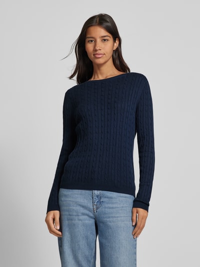 Peek & Cloppenburg Christian Berg WomanStrickpullover mit Zopfmuster in dunkelblau Clearance-Verkauf