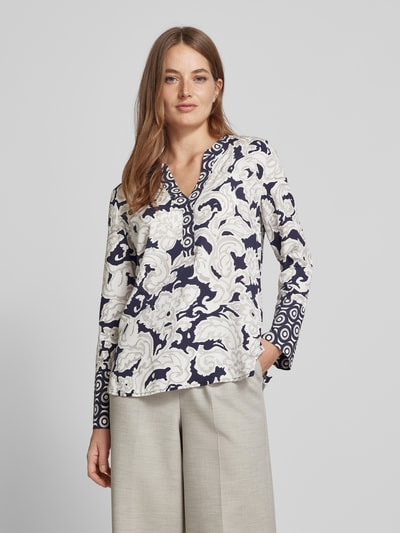 Peek & Cloppenburg Emily Van den BerghBlusenshirt mit V-Ausschnitt in dunkelblau Outlet