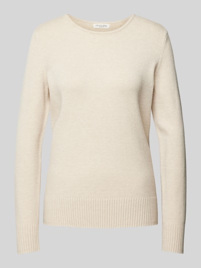Peek & Cloppenburg Christian Berg WomanStrickpullover mit gerippten Abschlüssen in beige melange im Angebot