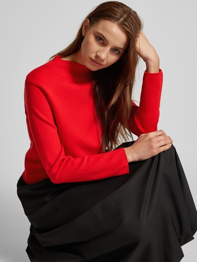 Peek & Cloppenburg MangoStrickpullover mit geripptem Stehkragen in rot Jubiläumsangebot
