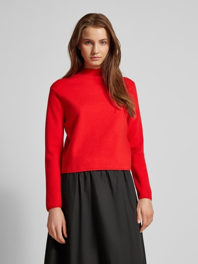Peek & Cloppenburg MangoStrickpullover mit geripptem Stehkragen in rot Jubiläumsangebot