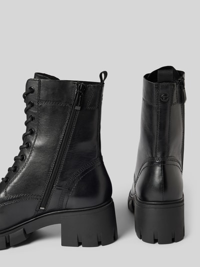 Peek & Cloppenburg TamarisSchnürboots aus Leder mit Ziernähten in black Bis zu 50% Rabatt