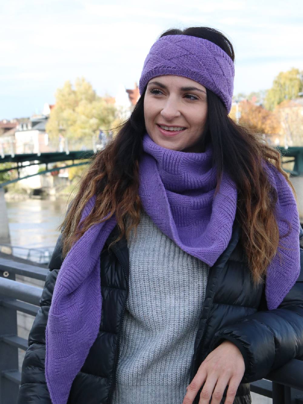 Stylebreaker Strick Dreiecktuch Schachbrett Strickmuster Online
