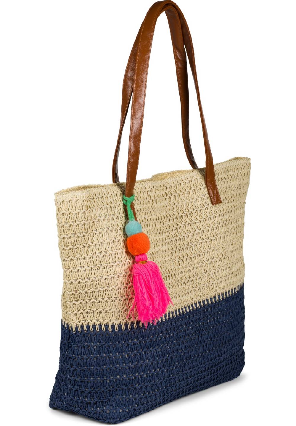 Stylebreaker Korbflecht Henkeltasche - Basttasche 2-Farbig Limitierter Zeitrabatt