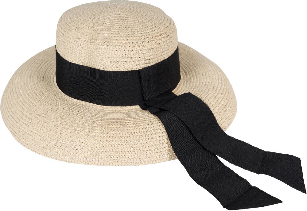 Stylebreaker Papier Strohhut mit Schwarzem Zierband Online Shopping