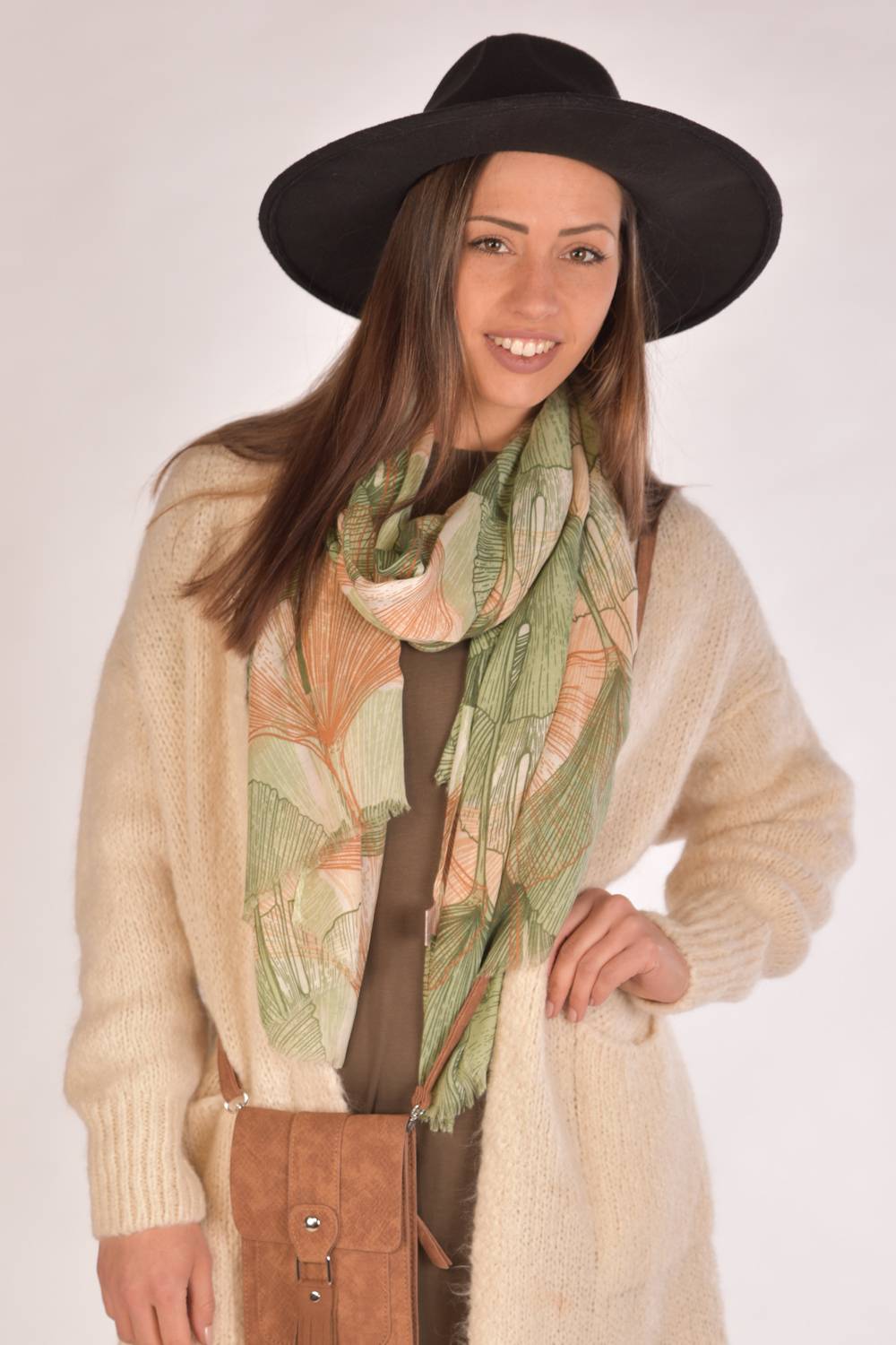 Stylebreaker Langer Schal Ginkgo Leaves Super Sparpreis
